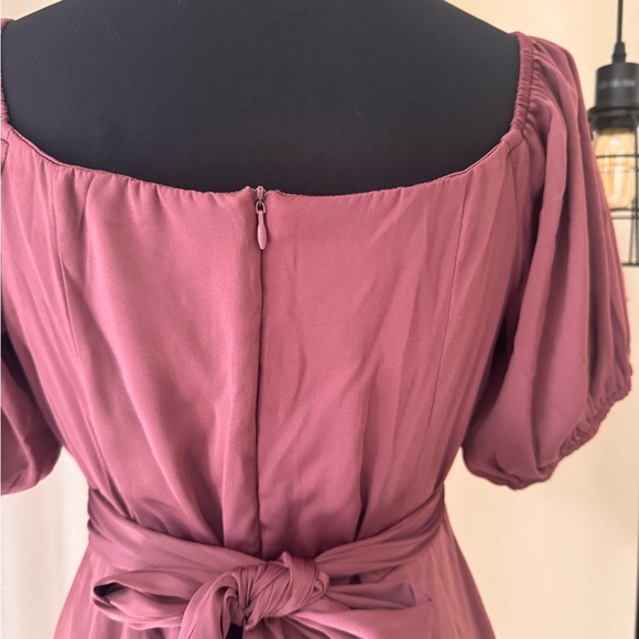 Altar'd State Mauve Puff Sleeve Mini Dress Size Medium Fit & Flare - Picture 4 of 7